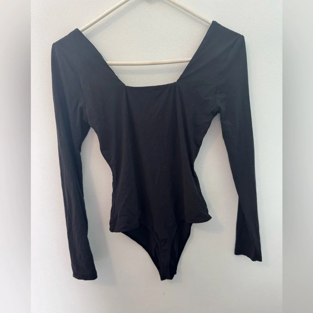 Quince Classic Black Long Sleeve Bodysuit